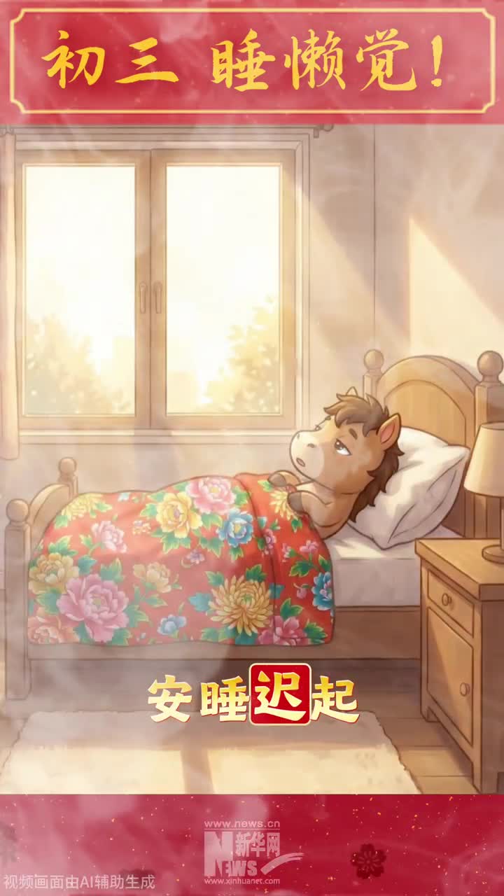 大年初三睡懶覺，祝您煩惱消散！笑容燦爛！