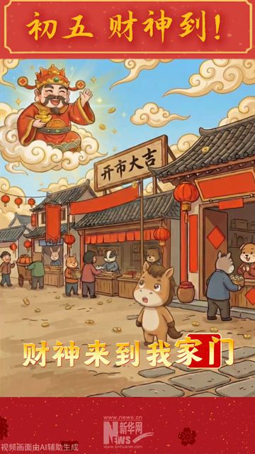大年初五財神到，祝您“馬”上發財，好運連連！